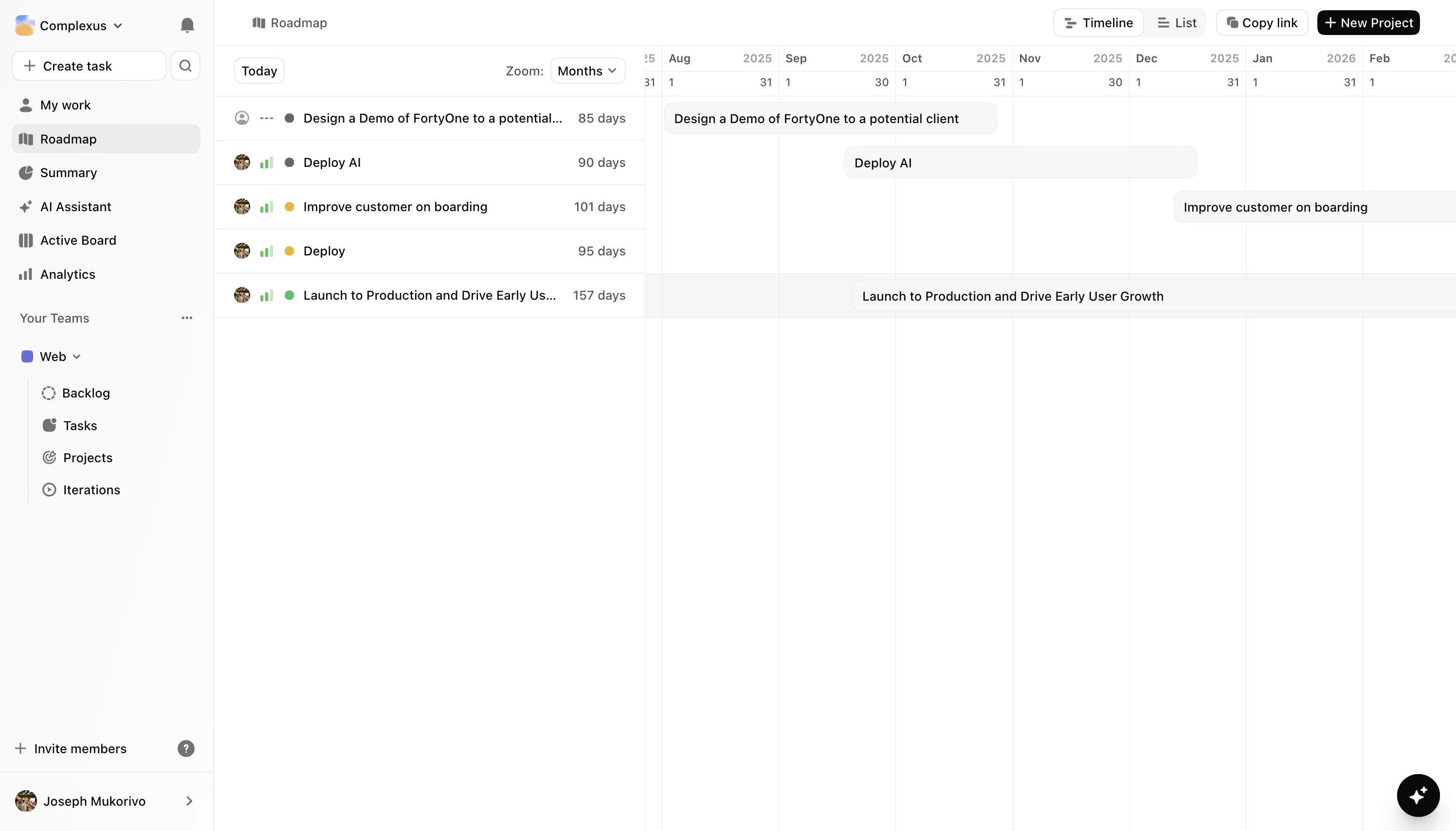 Done tasks move the quarter, not just the board.