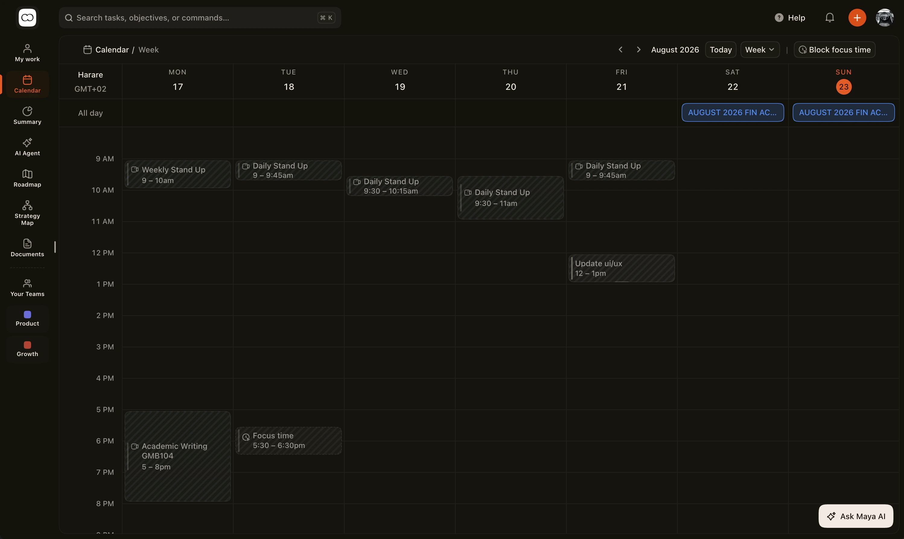 FortyOne calendar week interface